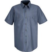 VF IMAGEWEAR Red Kap¬Æ Men's Industrial Stripe Work Shirt Short Sleeve Gray/Blue Stripe Long-XL SP24 SP24EXSSLXL